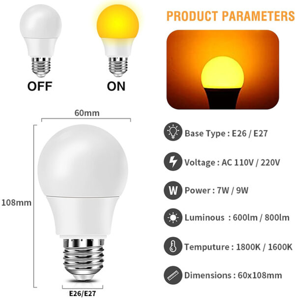 Blue light blocking light bulb A60 5W,7W,9W - Image 3