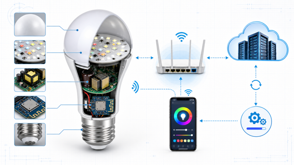 Smart LED bulb wireless connectivity and app control