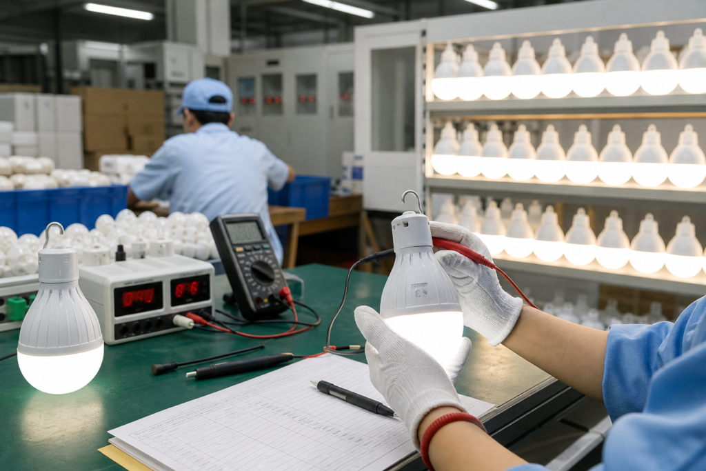 Emergency bulb quality testing and inspection