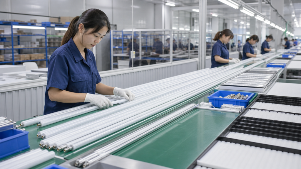 LED Linestra lamp production line at MoreBulb factory