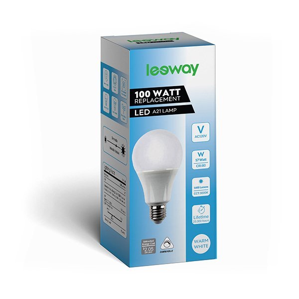 Example MoreBulb private-label LED bulb packaging and product box