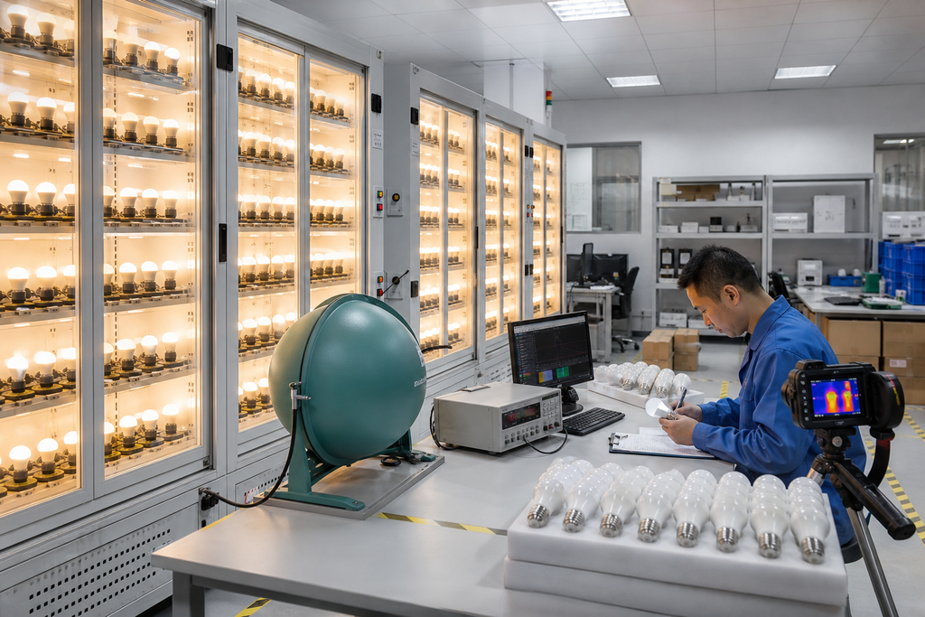 led bulb inspection and testing workflow